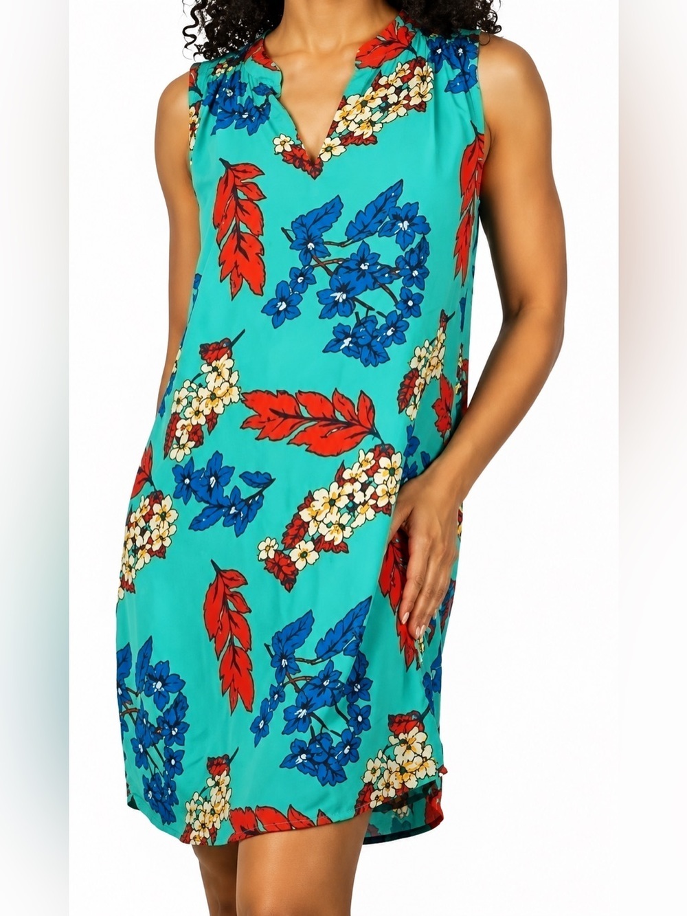 Tabitha Webb green floral shift dress, size 8